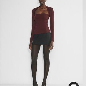 Burgundy Aritzia Contour Flourish Top